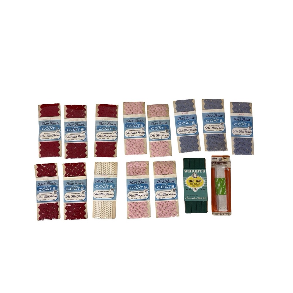 Vintage Rick Rack Trim Lot of 15 Wright's J&P Bias Tape Mixed Sewing NEW